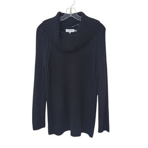 Calvin Klein Soft Cable Knit Ribbed Cowl Neck Textured Sweater Size M Cozy Comfy